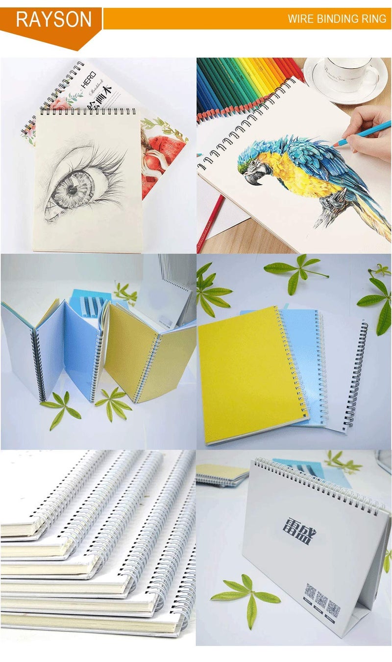 Rayson Double Loop Binding Wires 1/4 Inch - 3 to 1 Pitch Wire Binding Capacity 20 Sheets, 11 inch Length, 32-Loop Black Wire Ring Pack of 100 to Bind Reports and Projects - Image 5